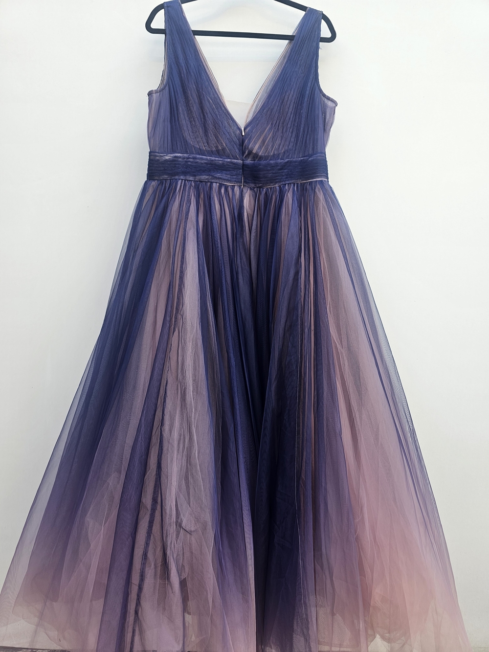 Mac Duggal Blush and Dusty Blue Ombre Tulle Gown - Picture 2 of 9